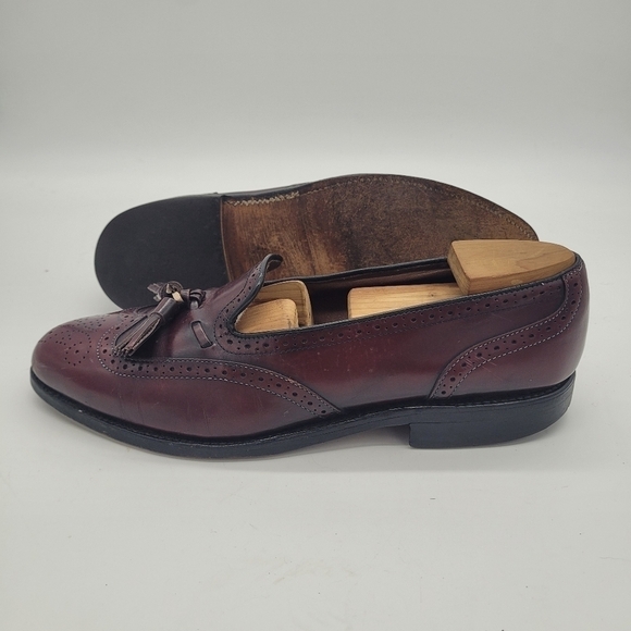 Allen Edmonds Shoes Men 8D Auburn  Burgundy Wingtip Slip On Loafers - Picture 15 of 15